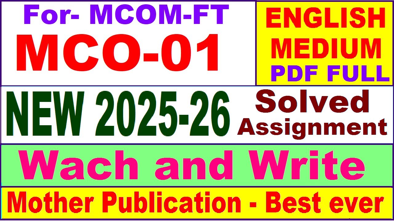 MCOM-FT MCO 01 solved assignment 2025-26 in English || MCO 01 solved assignment 2026 || ignou MCO1