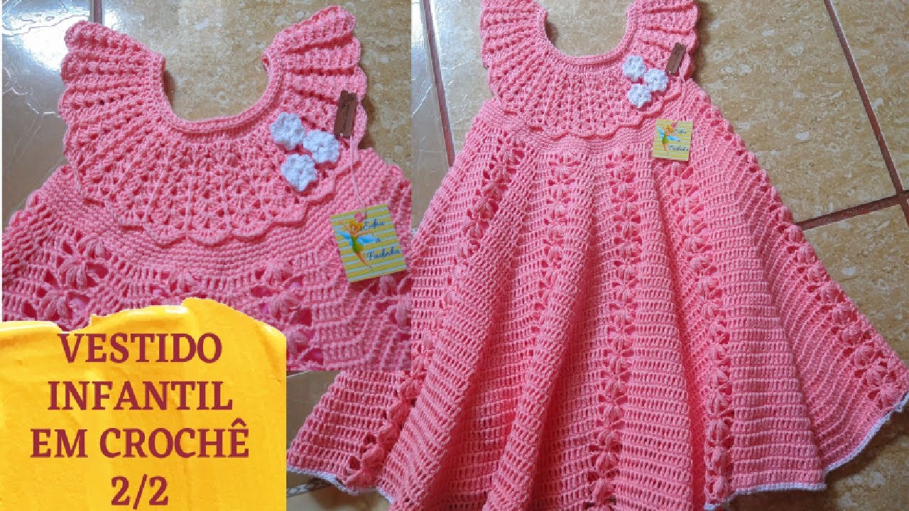 VESTIDO INFANTIL DEGODÊ EM CROCHÊ PARTE-2/2