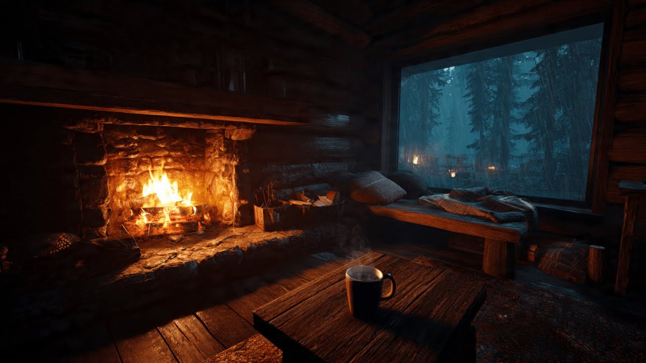 ASMR Fireplace & Heavy Rain Sounds 🌧️ | Sleep Instantly