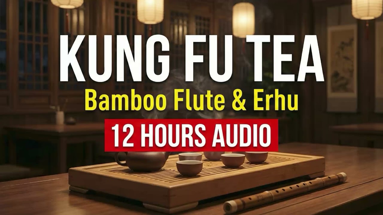 Kung Fu Tea Music: Zen Atmosphere | 12 Hours Bamboo Flute & Erhu Background Music for Ceremony