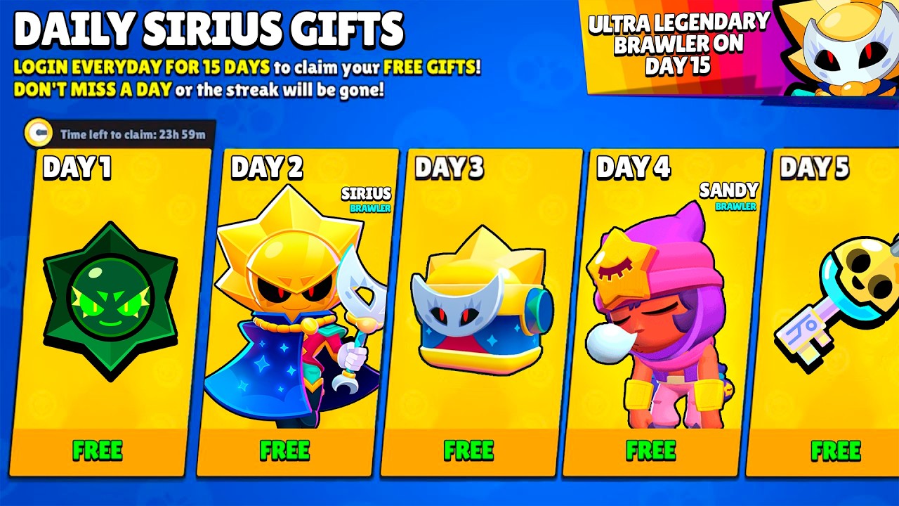 SIRIUS FREE GIFTS!!!🎁🎁🎁 - Brawl Stars rewards
