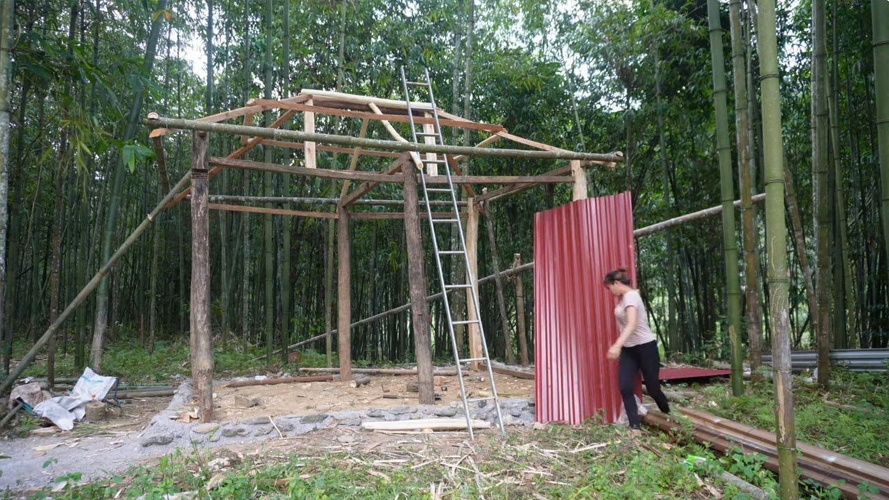 LOG CABIN Building TIMELAPSE: START to FINISH Single Mother Building Wooden House - Farm Life