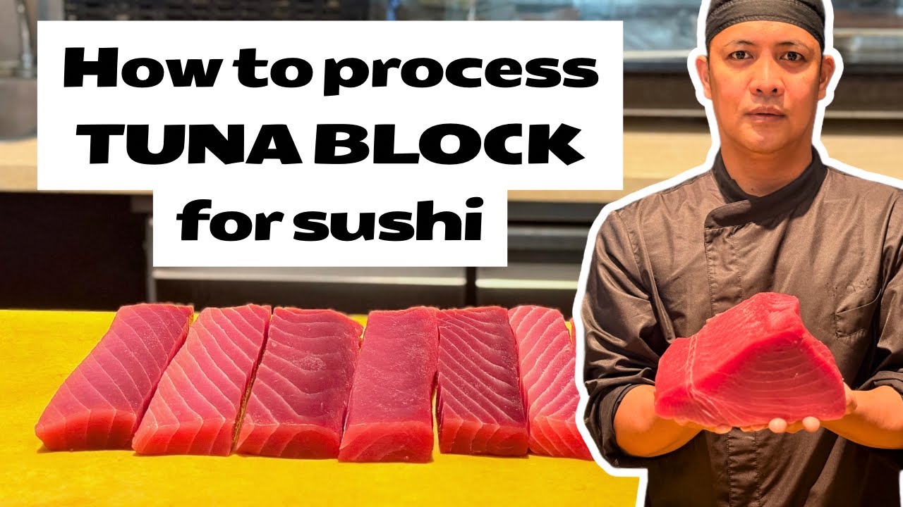 How to cut tuna block for sushi