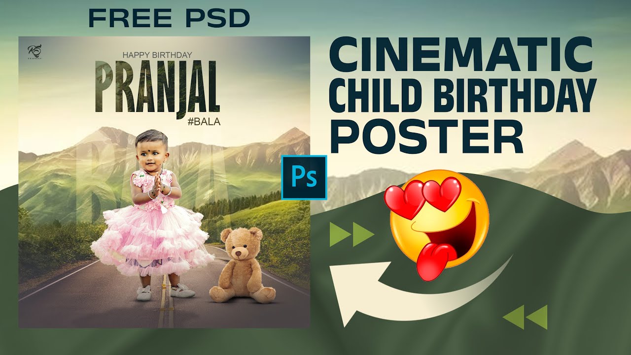 Cinematic Birthday Poster Girl | Birthday Banner Editing In Photoshop | Baby Birthday Banner Editing