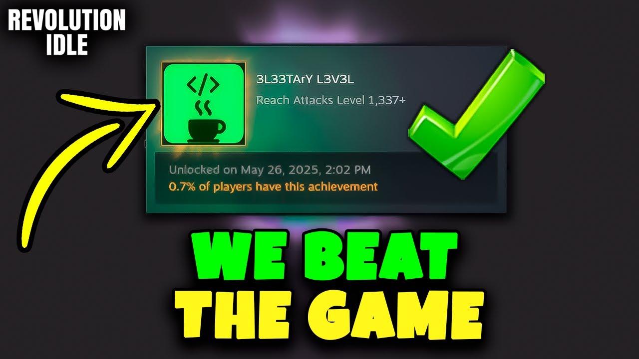 WE BEAT THE GAME (1337 ATTACKS ACHIEVEMENT 240 GUIDE) // REVOLUTION IDLE