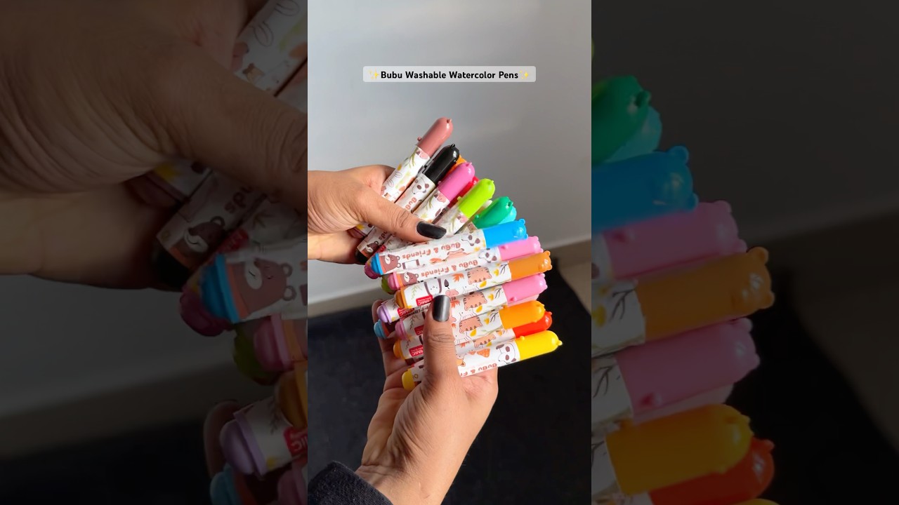 Cutest Bubu Washable Watercolor Pens 🌷🎀✨#stationery #stationary #pens #watercolor #colorpens