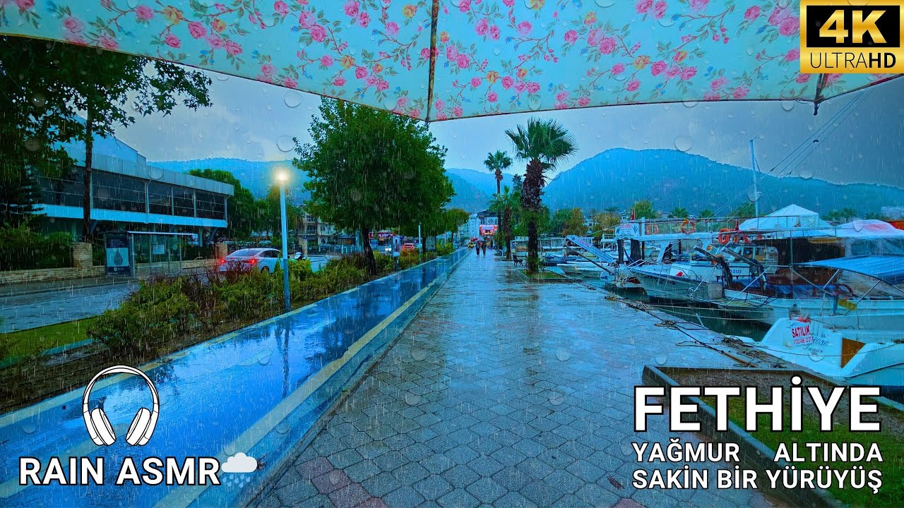 Yağmur Başladı… Şemsiyemi Aldım ve Fethiye’yi Dolaştım🌧️ | ASMR Tadında Bir Gezi