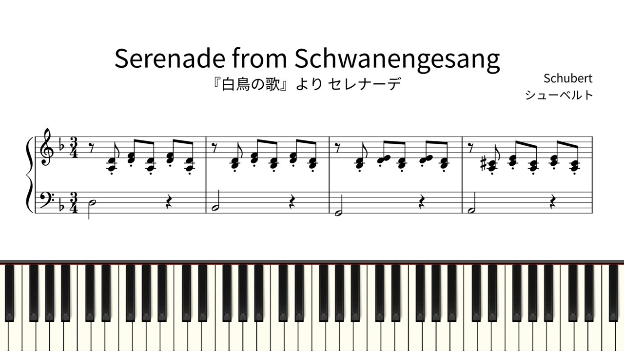 【簡単ピアノ楽譜】『白鳥の歌』より セレナーデ シューベルト / Serenade from Schwanengesang D.957 Ständchen Schubert | Easy Piano