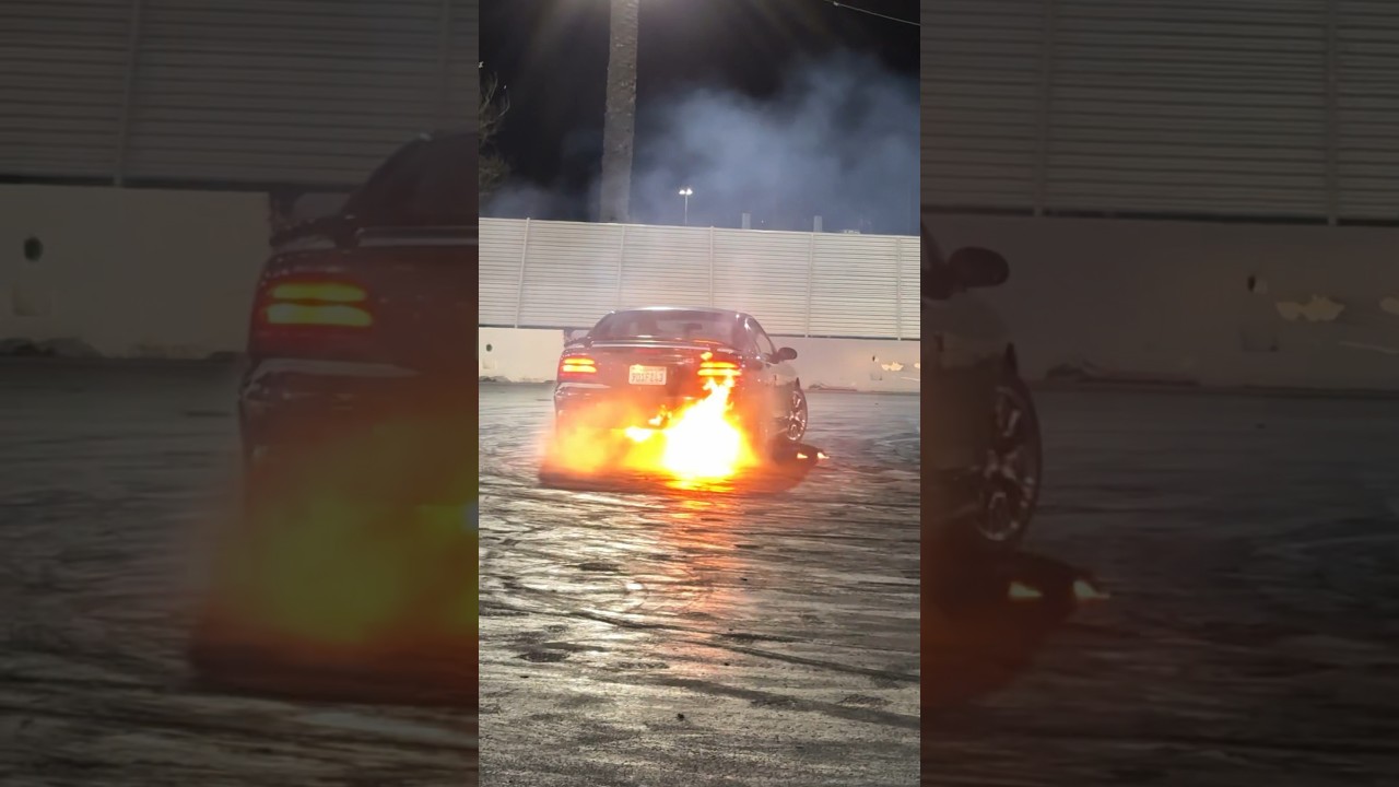 Car on fire while doing donuts 🔥 #burnouts #noquema #fire #drifting #lamamawhiski