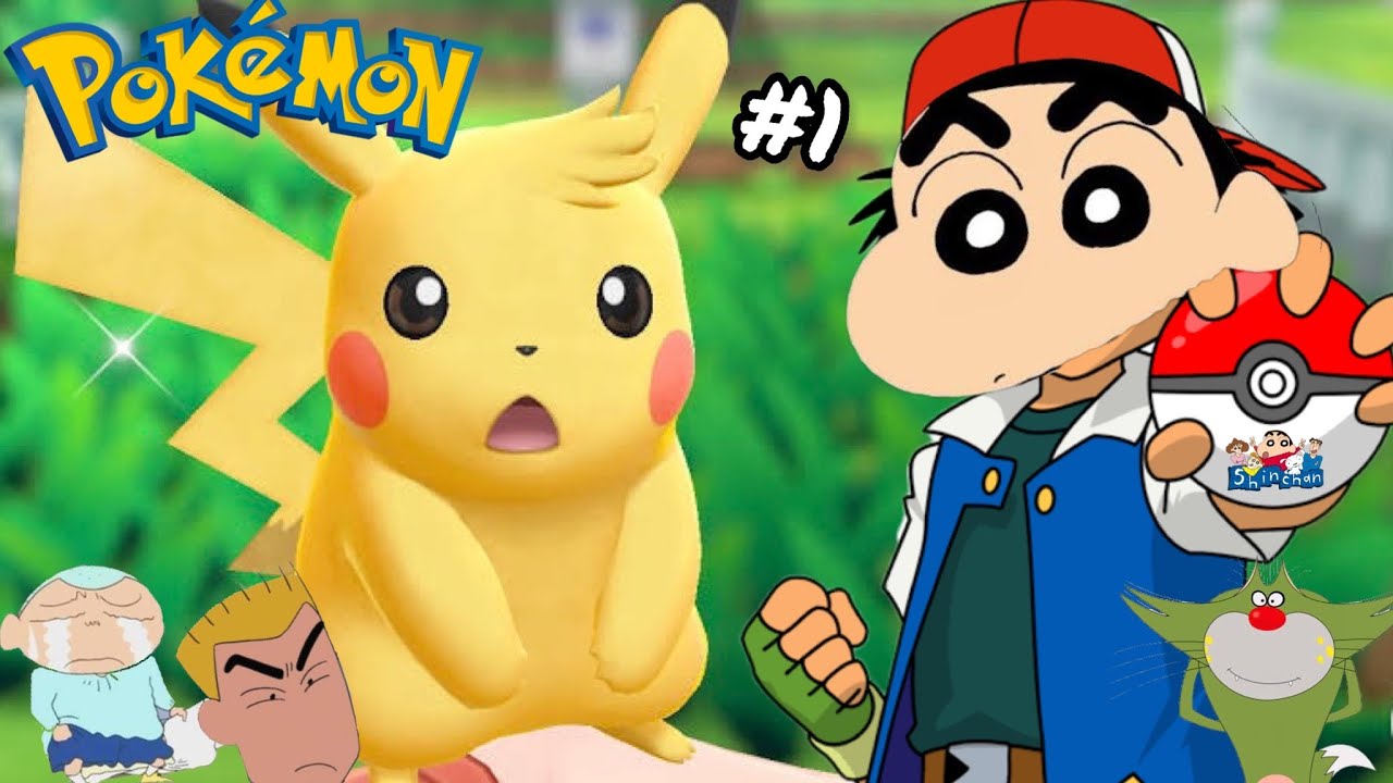 Синчан и его друзья отправляются в путешествие к покемонам (Pokemon Lets Go Pikachu) Эпизод 1