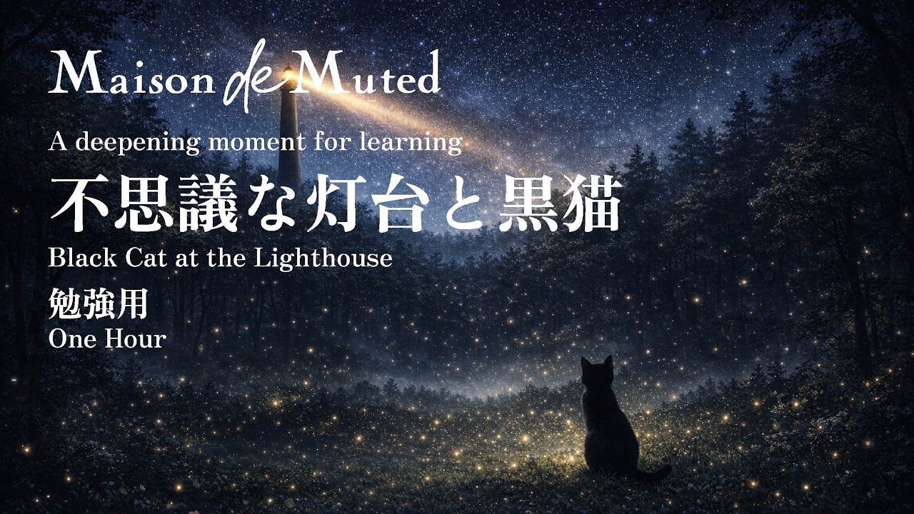 不思議な灯台と黒猫｜Black Cat at the Lighthouse – 勉強用 / Study – One Hour
