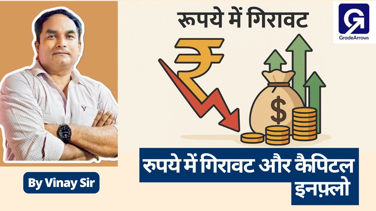 रुपये में गिरावट और कैपिटल इनफ़्लो | Current Affairs UPSC | By Vinay Sir #economy