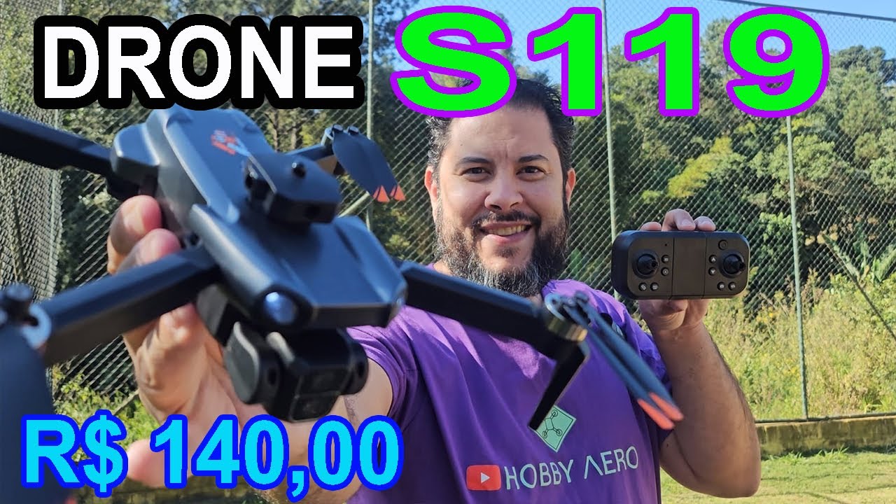 Drone S119 primeiro voo externo no vento teste de camera e qualidade da imagem drone   baratinho