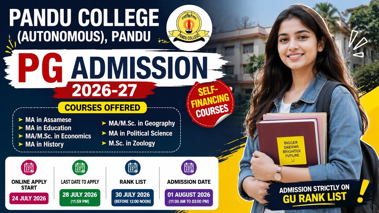 Pandu College PG Admission 2026-27 | MA/MSc Admission Date, Fees, Seats & Rank List |