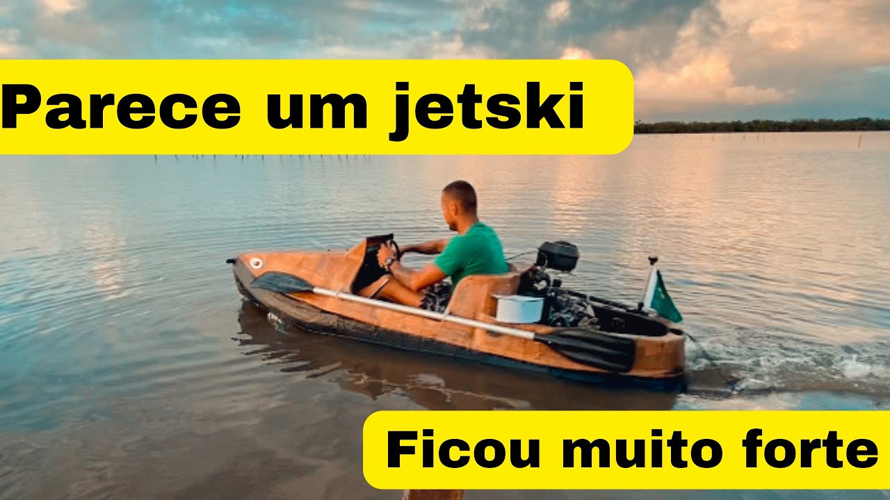 Caiaque caseiro com  motor 50cc com marcha ré, primeiro teste de longa duração
