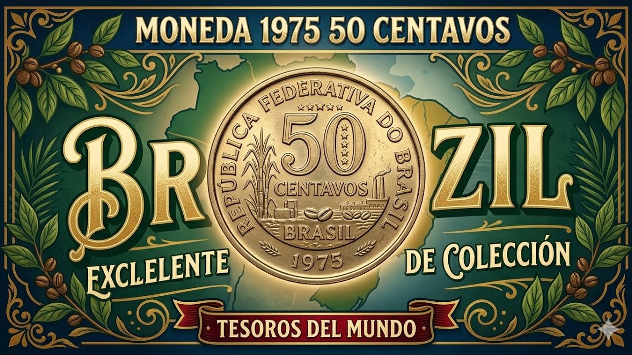 Moneda de 1975 de 50 centavos de Brazil. Muy interesante!
