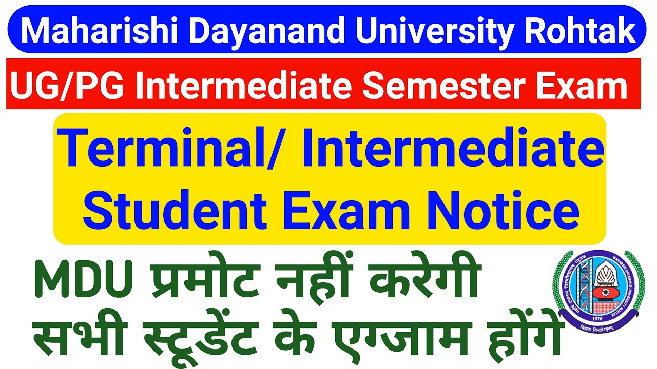 MDU UG/PG Intermediate Semester Exam Notice || Mdu UG/PG Student Promotion || Mdu Latest Update 2021