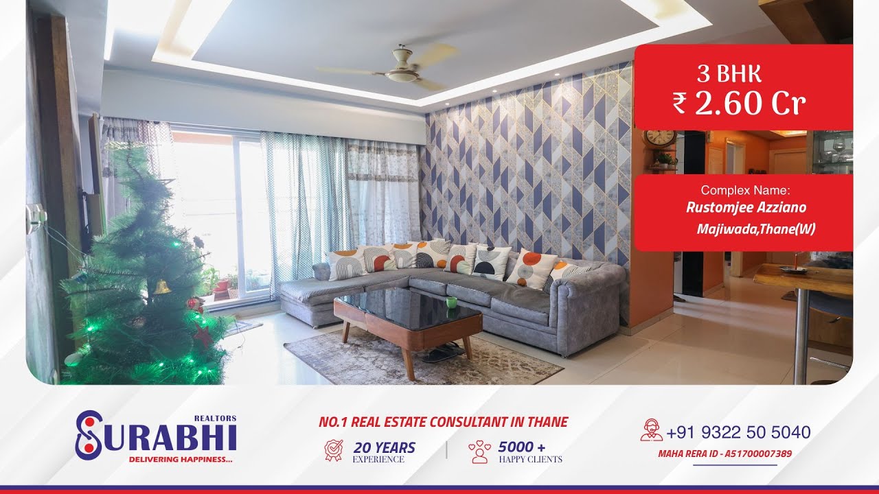 🏡✨3 BHK Flat in Rustomjee Azziano, Majiwada | ₹2.60 Cr | 1052 Sq.ft | Ready To Move