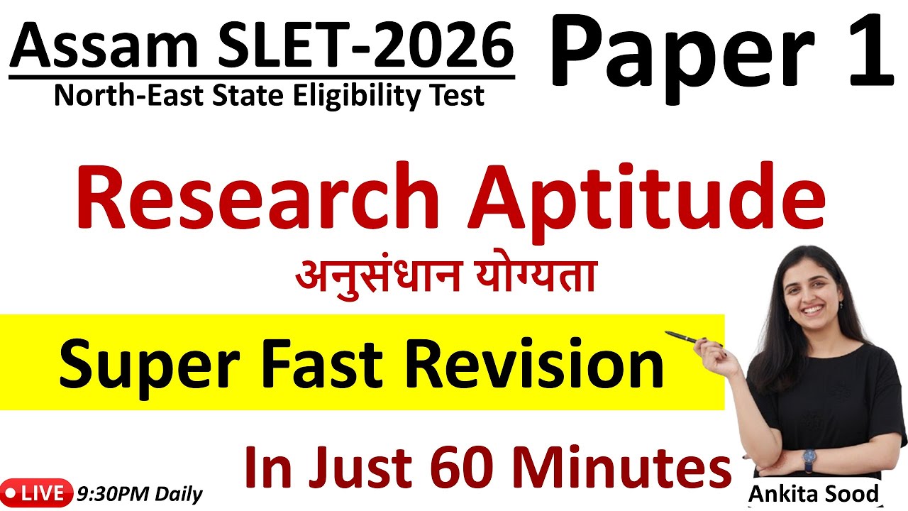 Research Aptitude Full Syllabus Revision for Assam SLET 2026|Paper1 Most Important TopicsPreparation