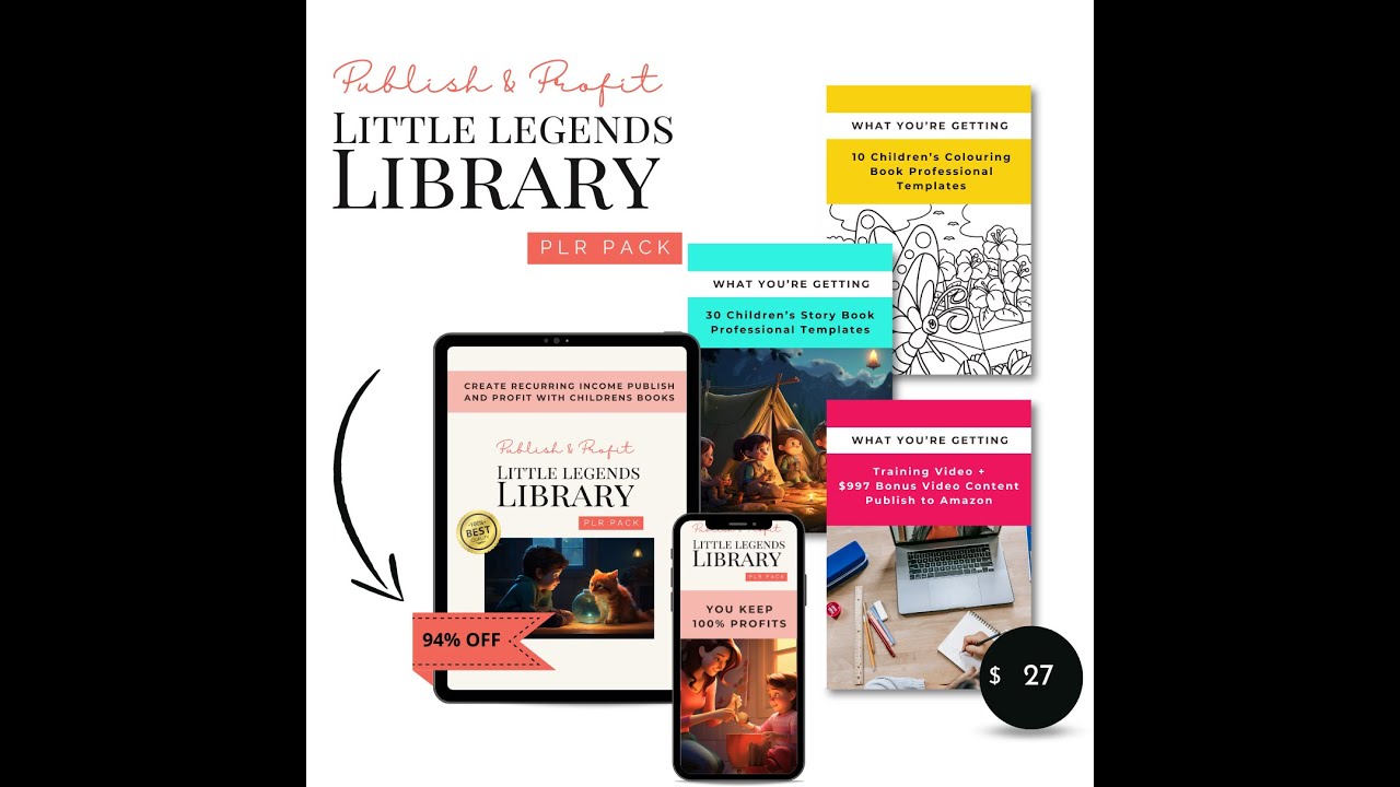 Little Legends Library PLR Pack $27 - Professionally Designed Children's Books Publish for Profit