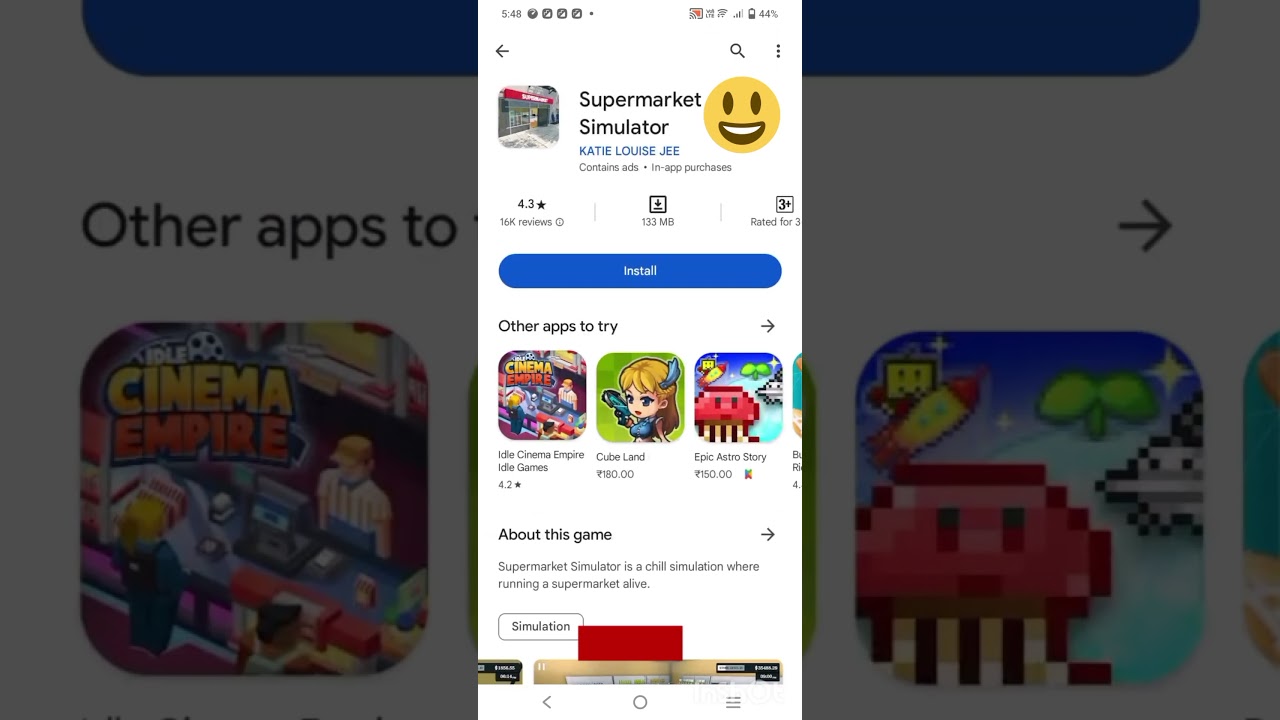 Supermarket simulator game on mobile