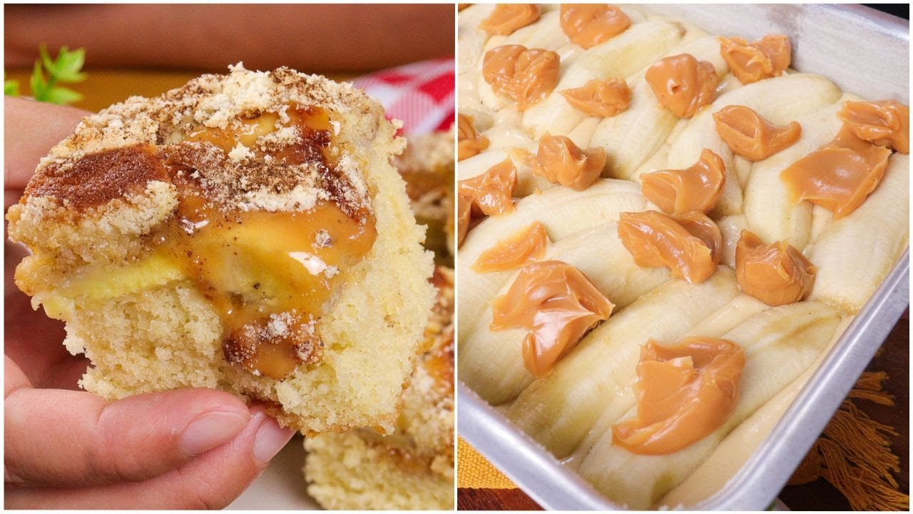 FAÇA HOJE MESMO!  A MELHOR RECEITA DE BOLO CUCA DE BANANA COM DOCE DE LEITE