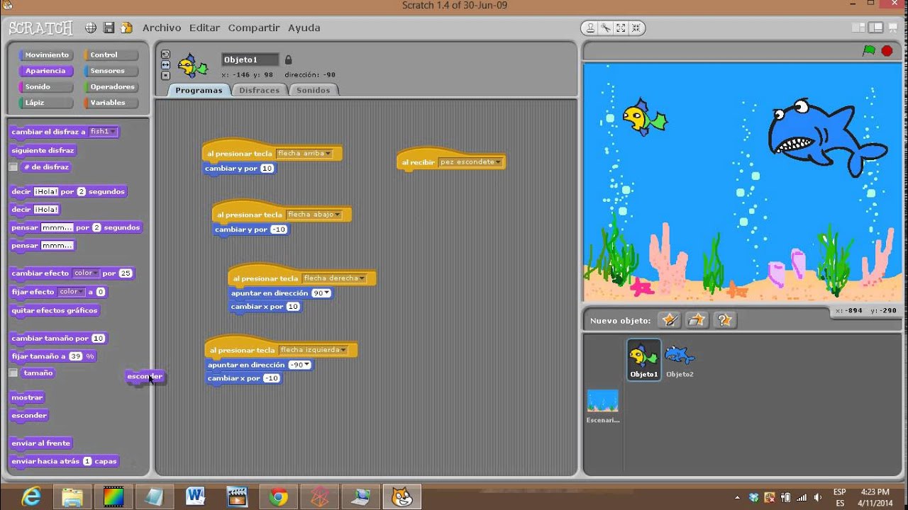 Juego en el Fondo del Mar - Ejercicio básico de Scratch