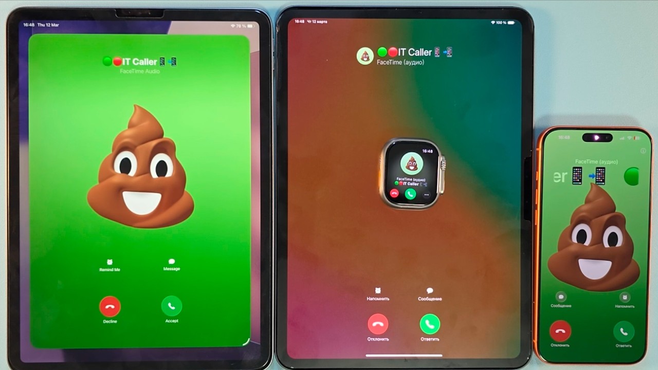one outgoing facetime quad incoming call same time iphone 17 pro max ipad pro 11 2025 apple watch u3
