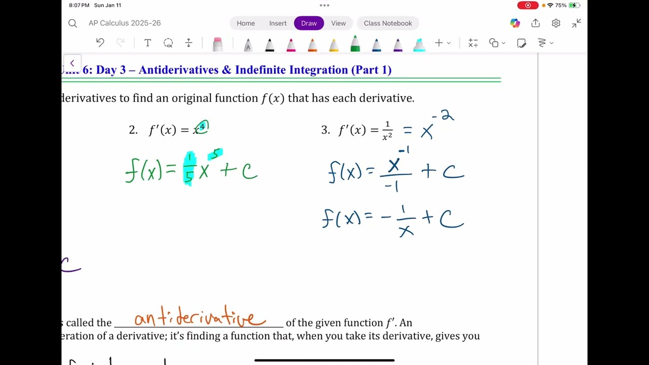 AB Calculus: Antiderivatives & Indefinite Integrals (Part 1)