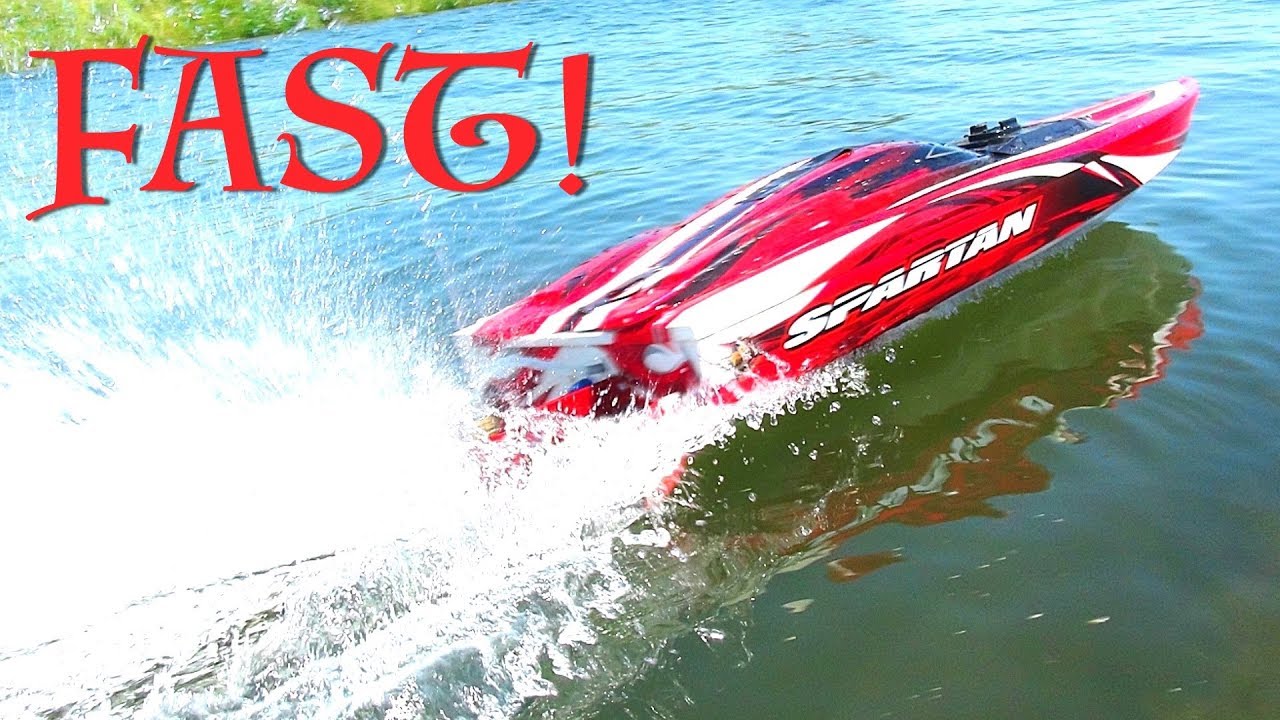 RC ADVENTURES - TOP SPEED RUNS w/ 6S Lipo  Traxxas Spartan 36" Race Boat Wipeout!