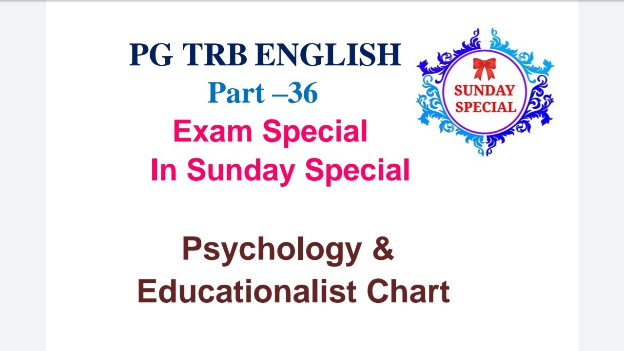 PG TRB ENGLISH Important MCQs in Psychology and Education Part 36 Sunday Special