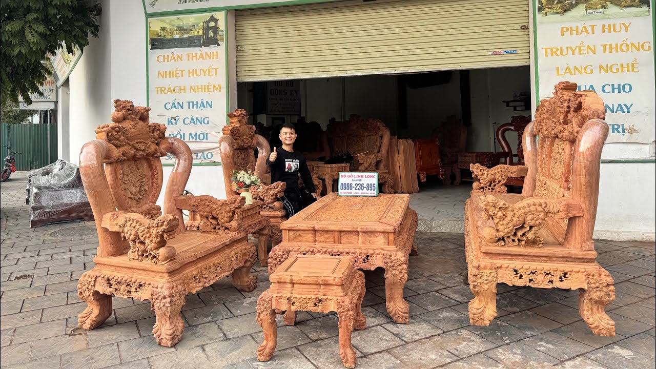 ⭐️ Báo Giá : Bộ Nghê Bảo Đỉnh gỗ Hương đá chân 16 - ĐỒNG KỴ LINH LONG 