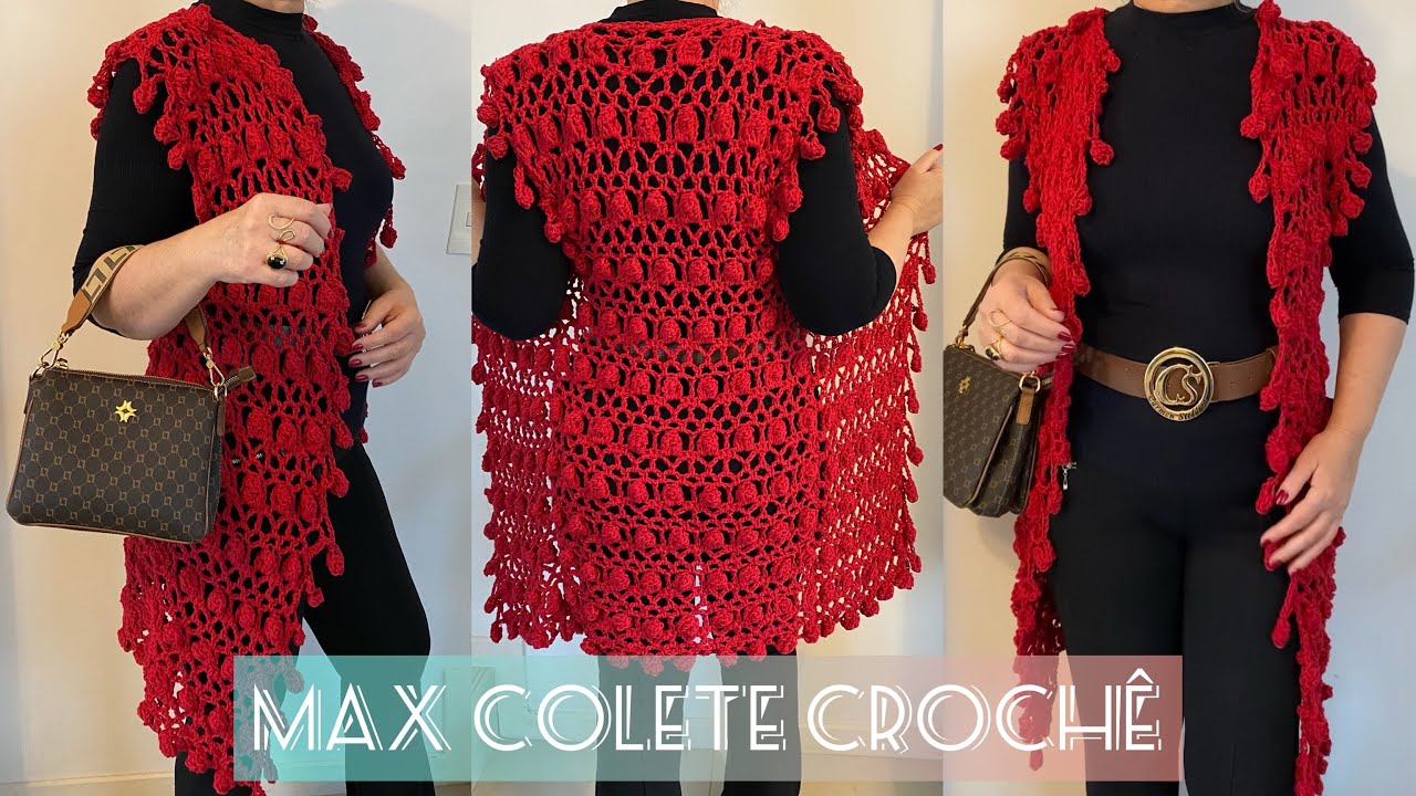 COLETE DE CROCHÊ LINDO E FÁCIL - Tutorial completo - Colete ponto pipoca - Katia Missau