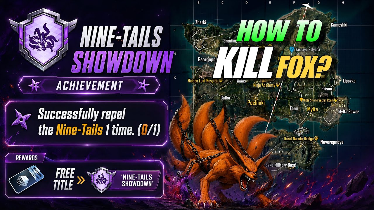 How To Complete (NINE-TAILS SHOWDOWN) Achievement In BGMI | Successfully Repel The Nine-Tails 1 Time