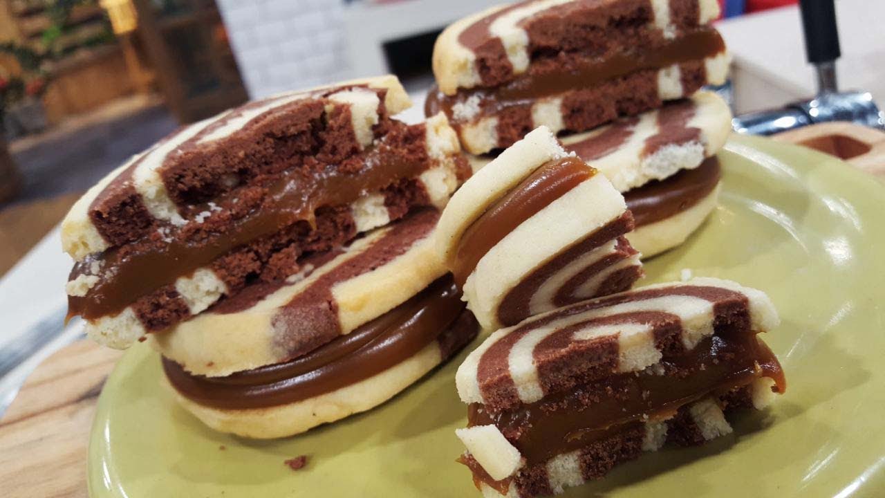 Alfajores espiralados de dulce de leche