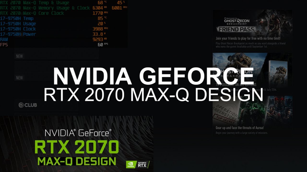 BENCHMARK ULTIMATE SETTINGS Nvidia GeForce RTX 2070 Max-Q Design Tom Clancy's Ghost Recon Breakpoint