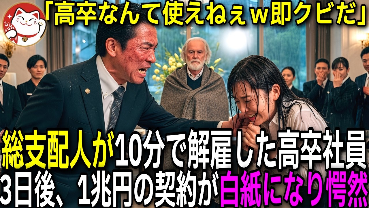 高級レストランを初出勤10分で解雇された高卒女性。助けた外国人の正体が明かされ、総支配人が進めた1兆円の契約이 白紙に…立場逆転の結末に【感動する話】【朗読】