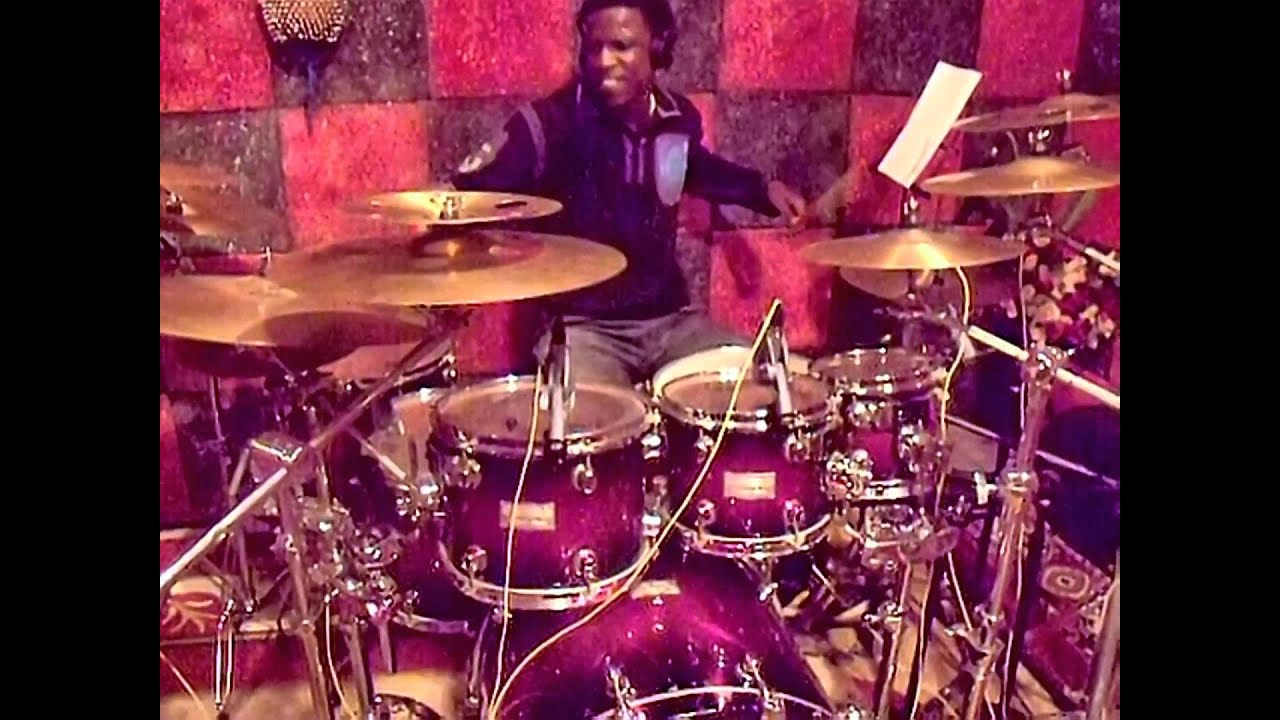 Francis Osei (Speedly Overtake) drum tracking at the Groove House Recording Studio.