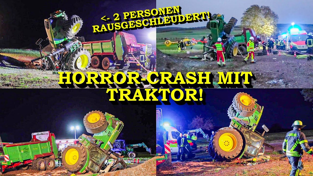 +++ HORROR-CRASH MIT TRAKTOR +++ MANN & KIND WERDEN HERAUSGESCHLEUDERT | TRAKTOR ÜBERSCHLÄGT SICH