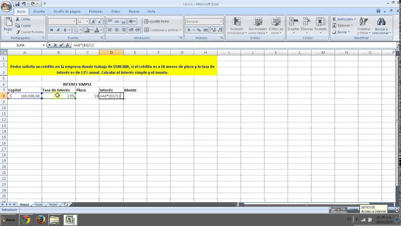 C&oacute;mo Calcular Inter&eacute;s Simple con Excel