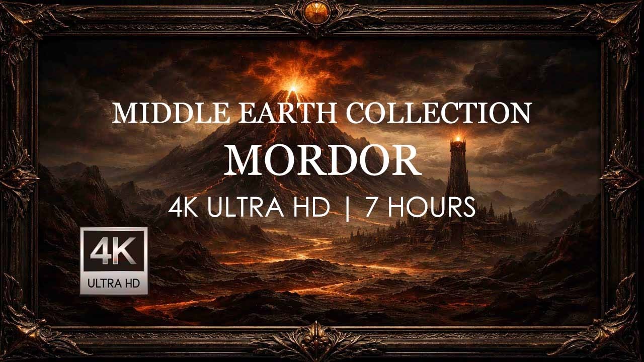 7hr | Mordor Landscape 4K – Dark Middle-Earth Wallpaper | Mount Doom & Barad-dûr Ambience