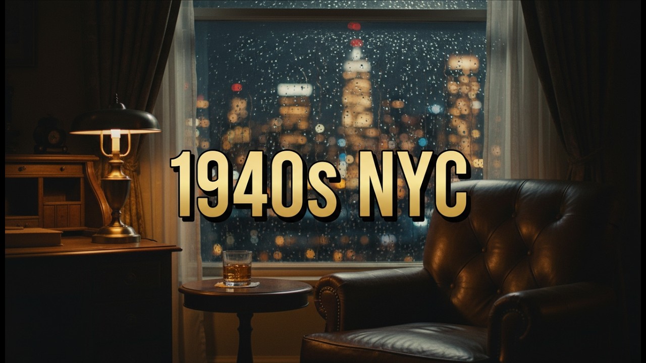 1940s NYC Night Jazz & Rain 🎻 Dark Old Money Apartment Ambience | Deep Sleep, Study & Noir Focus