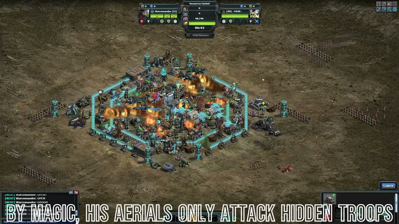 Player  -PAIN- lvl 49 from War Commander using a hack for the dispersion of the ONI MKII aircraft
