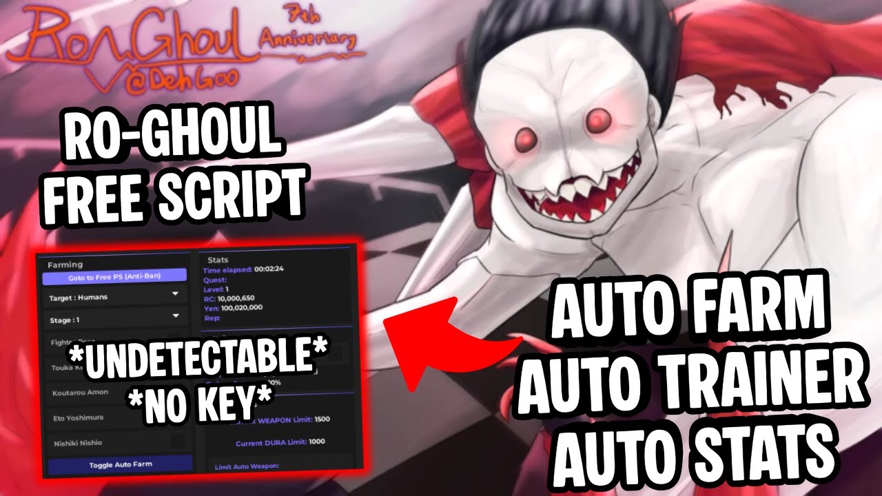 Ro Ghoul Script *NO KEY* | Auto Farm, Auto Trainer, Auto Stats | Mobile & PC | *UNDETECTABLE* Hack