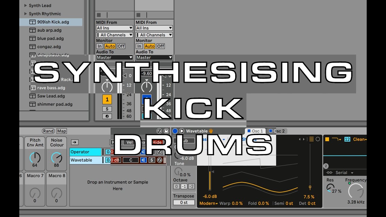 SYNTHESISING 808 AND 909 STYLE KICK DRUMS IN ABLETON LIVE 11