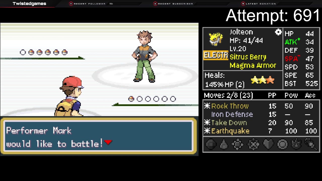 An Ursaring Run After +500 runs in Kaizo Ironmon