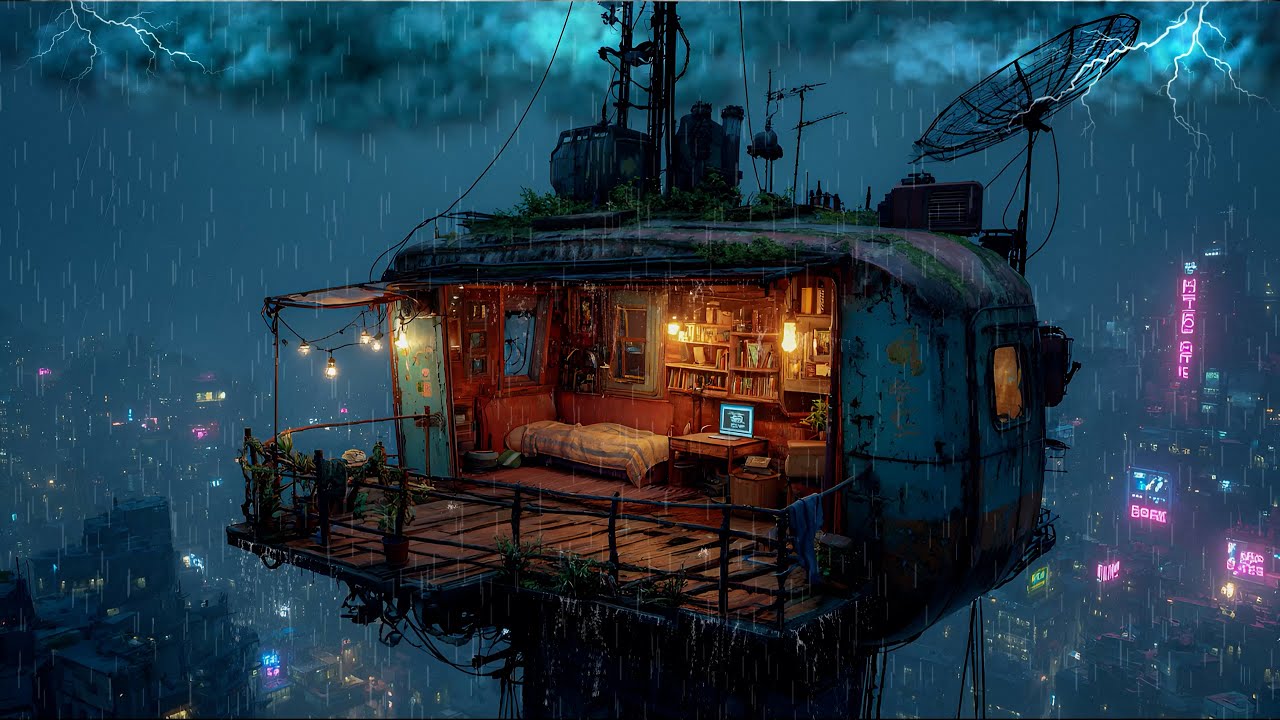 Retro Rain at a 90’s Café ☕️ Soft Lofi Beats for Deep Focus & Calm