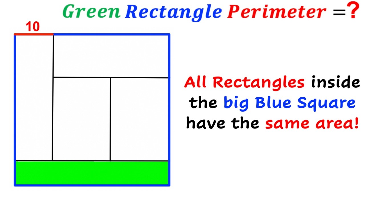 Can you find Perimeter of the Green shaded Rectangle? | (Square) | #math #maths | #geometry