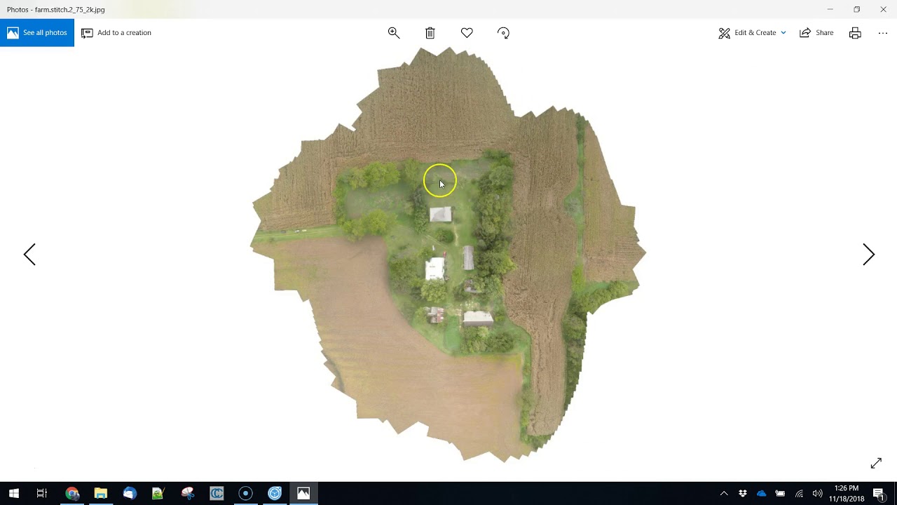 Results of Microsoft Image Composite Editor for a reconstruction of a scene from drone images