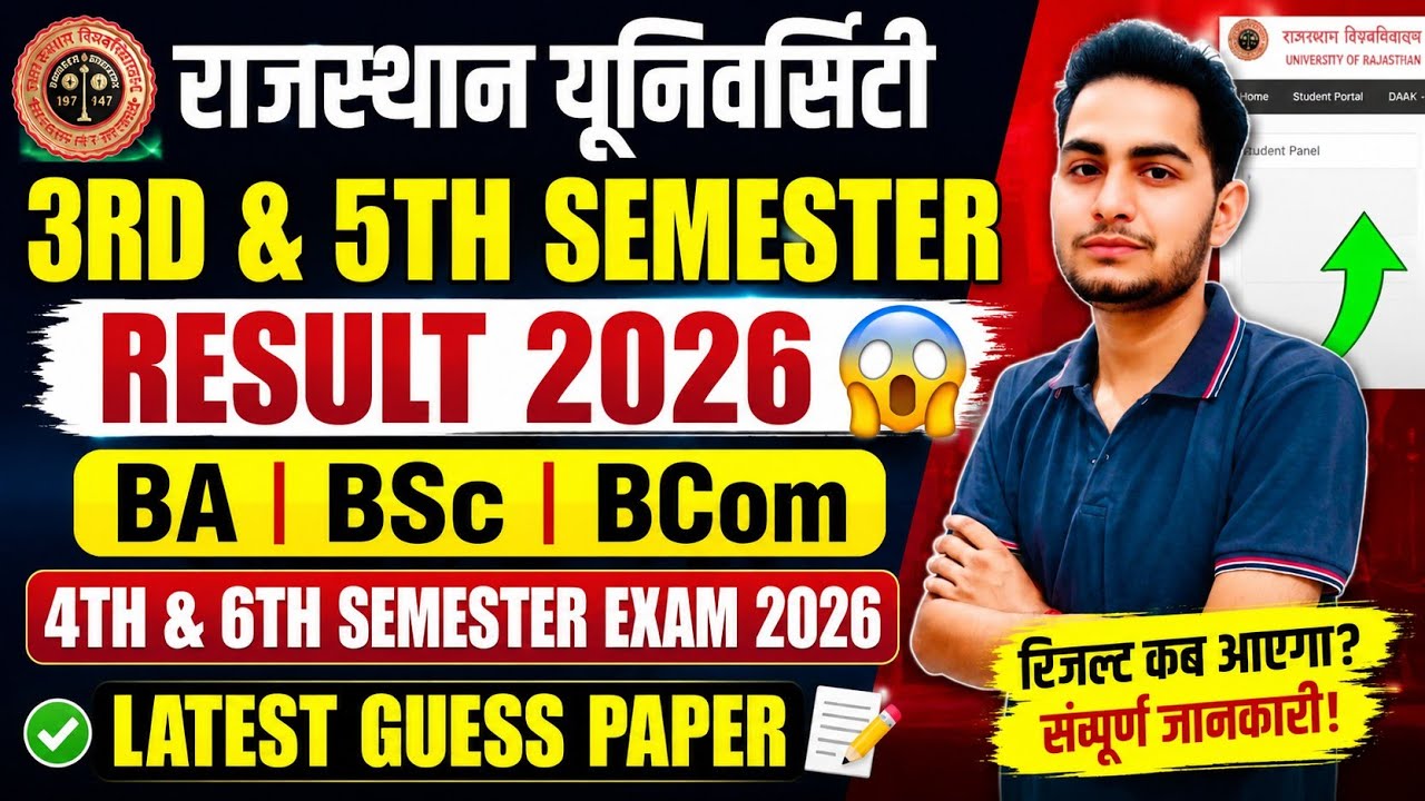 Rajasthan University 3rd & 5th Semester Result 2026 😱 | BA BSc BCom 4th & 6th Semester Exam Latest
